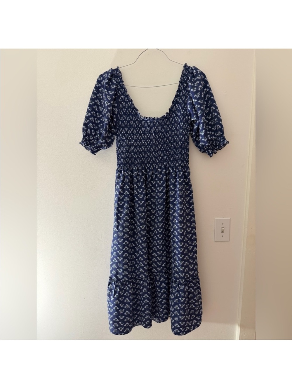 Hill House Navy Blue Floral Midi Dress